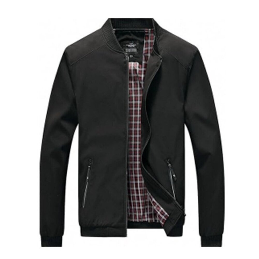 Lentta New Men's Lightweight Slim Fit Lined Black Windbreaker Softshell Jacket